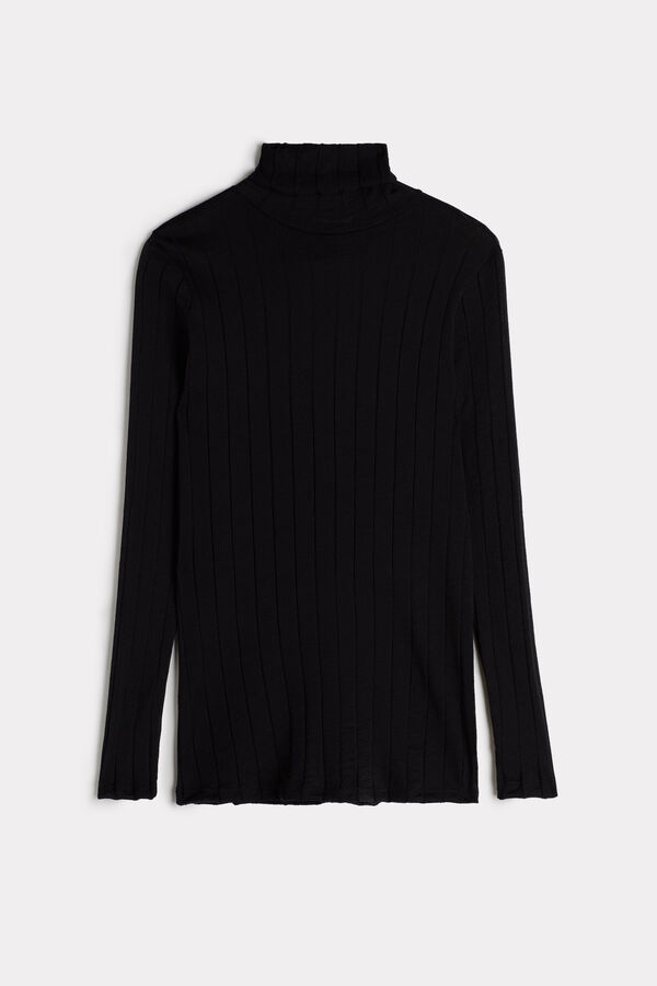Long-sleeved Wool And Silk Turtleneck