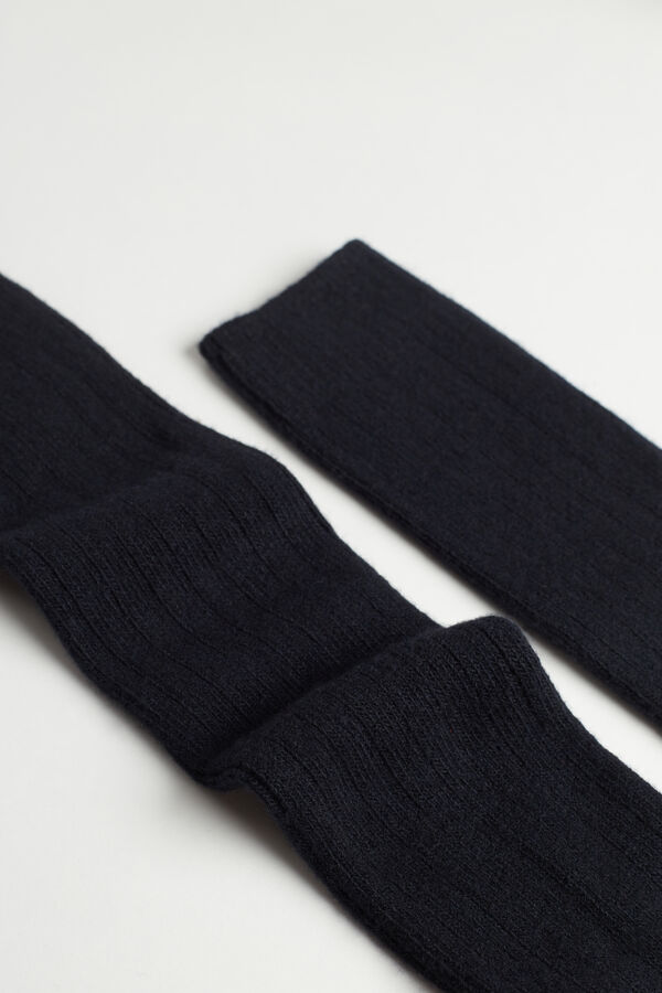 Long Ribbed Cashmere and Wool Socks