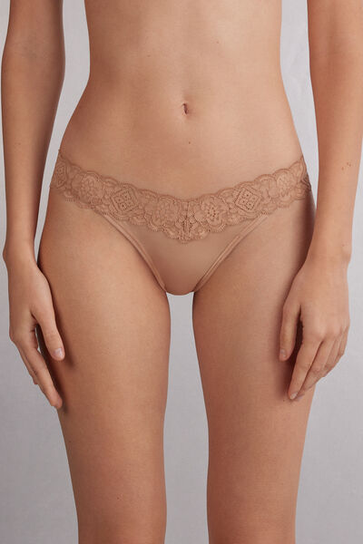 ‘80s-Style Lace and Microfibre Brazilian Briefs