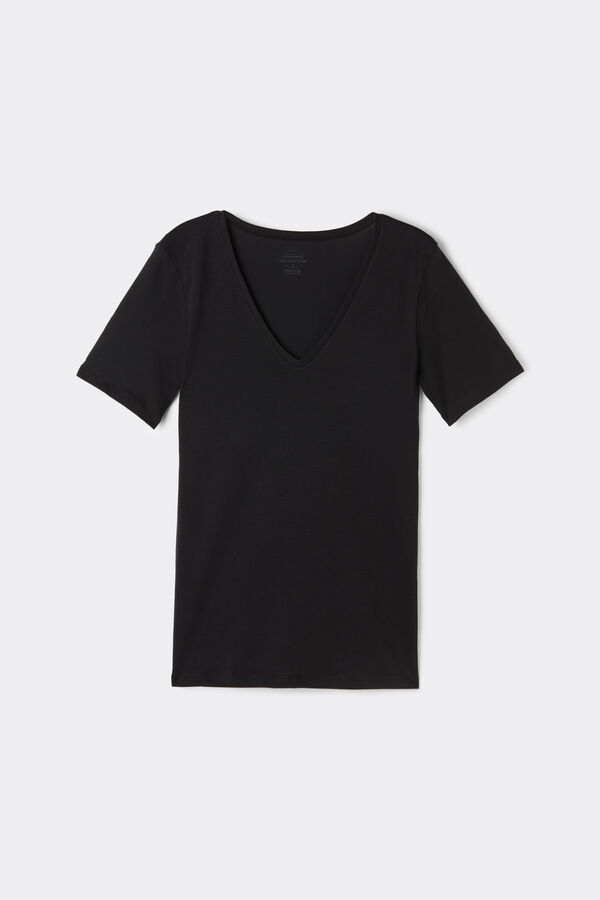 Short-Sleeved V-Neck Ultrafresh Cotton Top