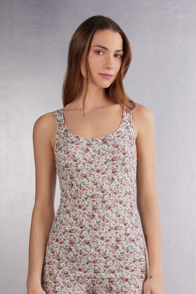Tanktop in Geribbelde Modal Floral Romance