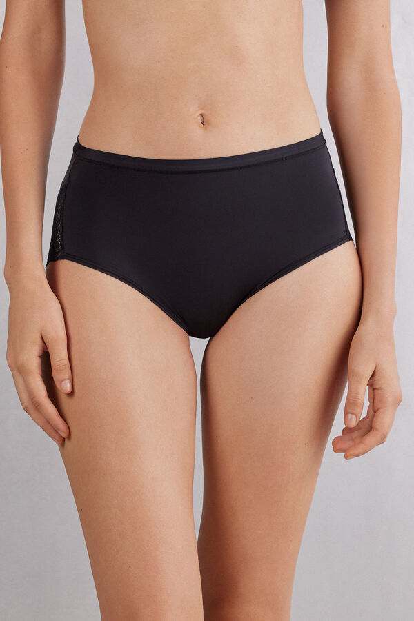 Culotte taille haute en microfibre ultralight et dentelle