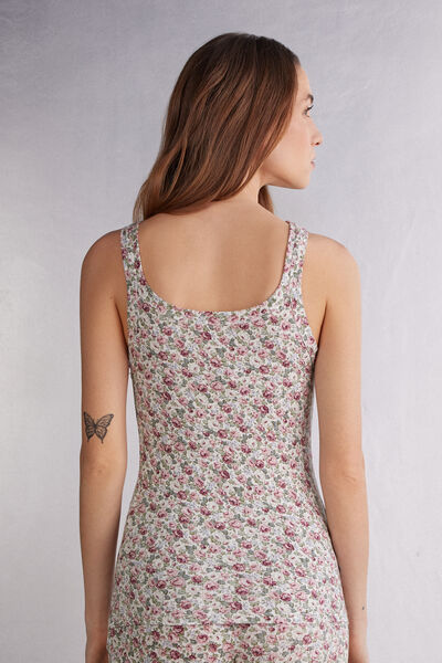 Tanktop in Geribbelde Modal Floral Romance