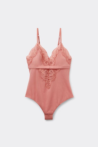 Embrace Simplicity Cotton and Lace Bodysuit