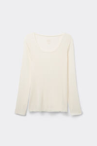 Long Sleeve Scoop Neck Top in Ultralight Modal with Cashmere