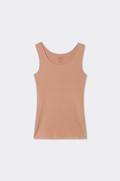 Camiseta de Tirantes con Escote Redondo de Algodón sin Rematar