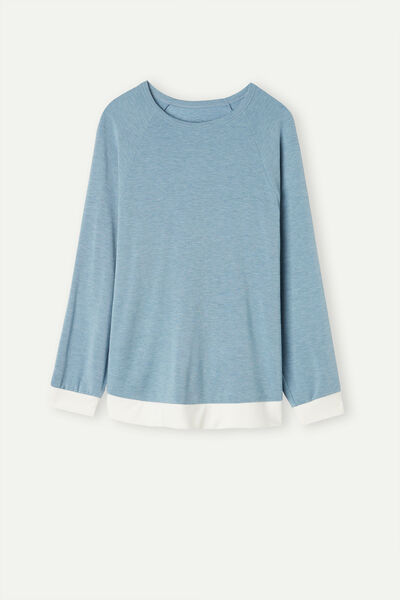 Romantic Bedroom Contrast Trim Top in Modal with Wool