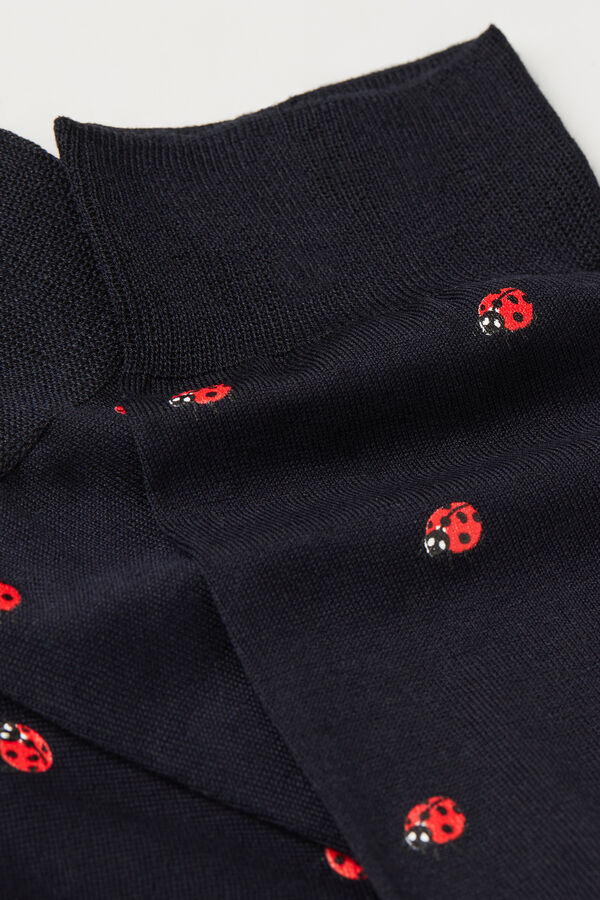 Short Patterned Lisle Cotton Socks