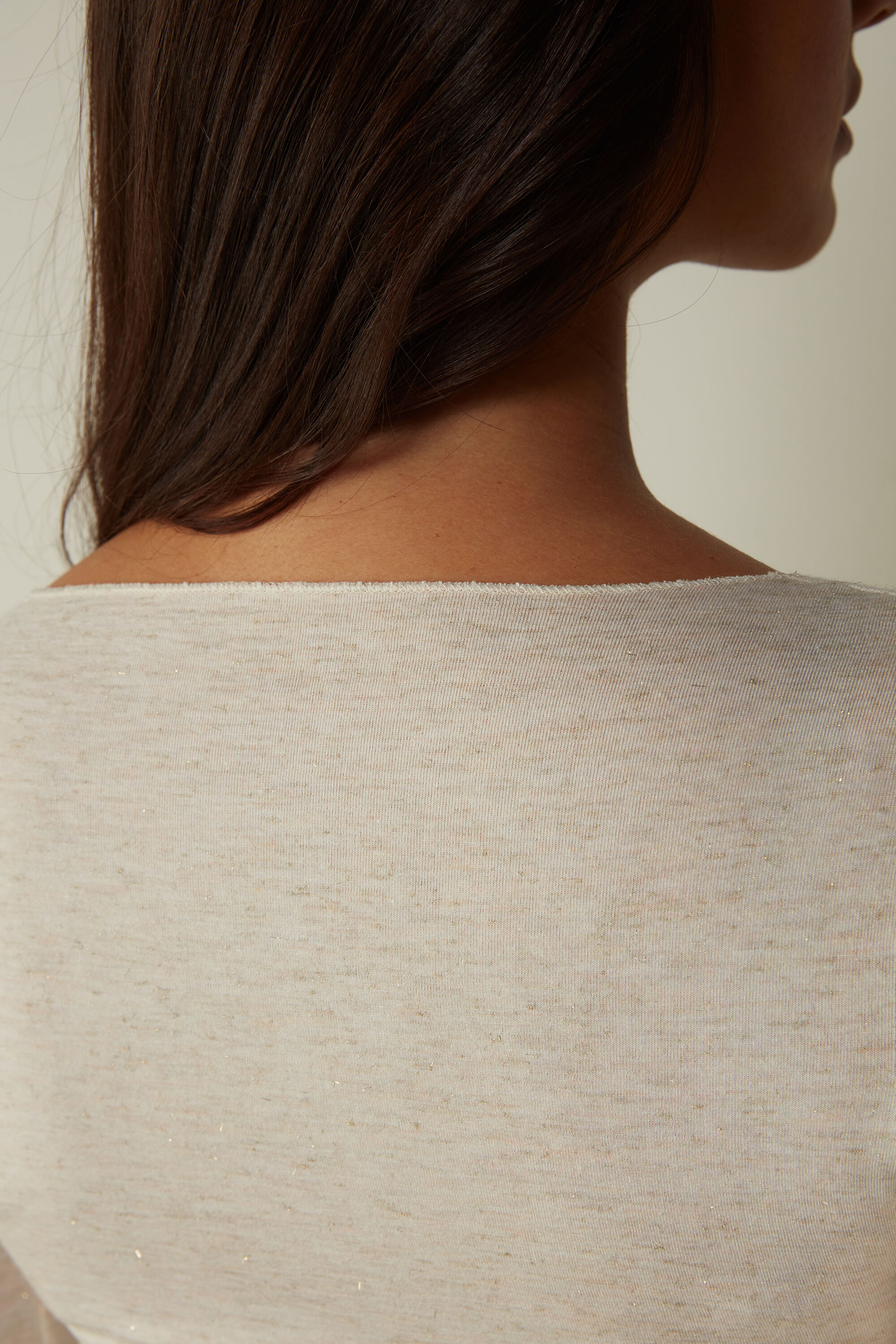 Crewneck Top in Modal Light with Cashmere Lamé | Intimissimi