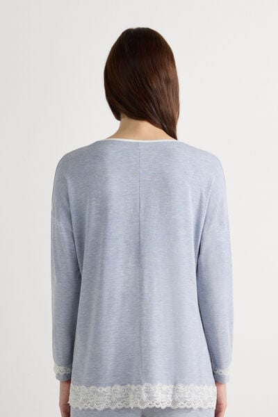 Maglia a Manica Lunga in Modal con Scollo Tondo