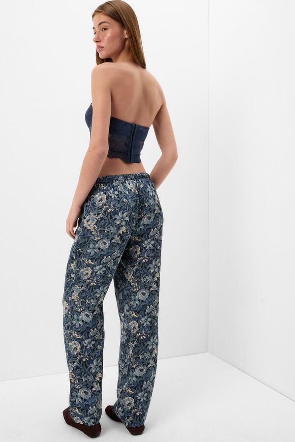 Hose aus Viskosesatin mit Print Fanciful Flowers
