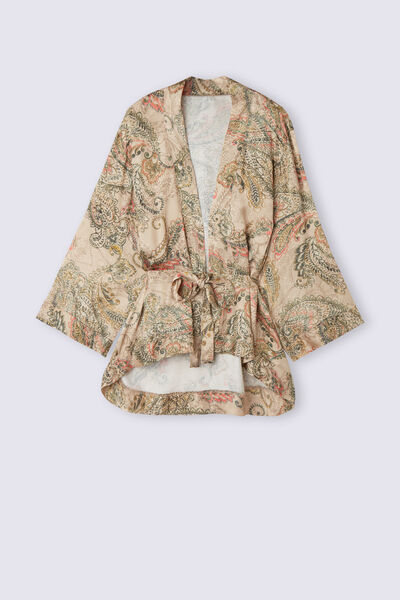 Kimono i satin och viskos Golden Goddess
