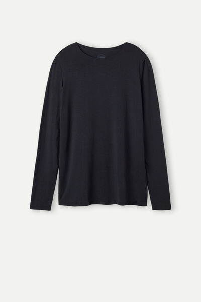 Long-Sleeved Round-Neck Micromodal Top