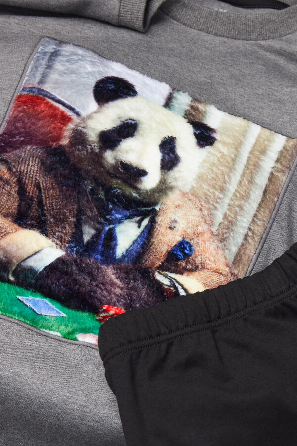 Pigiama Lungo in Cotone Stampa Panda