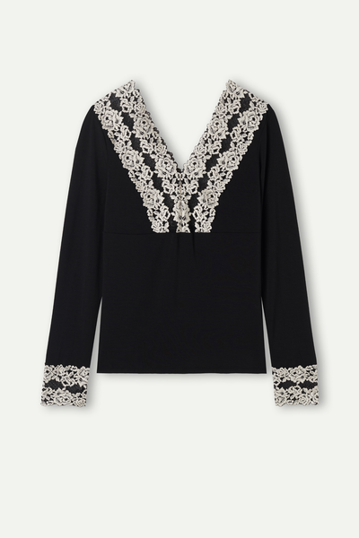 Maglia Manica Lunga Scollo a V Pretty Flowers