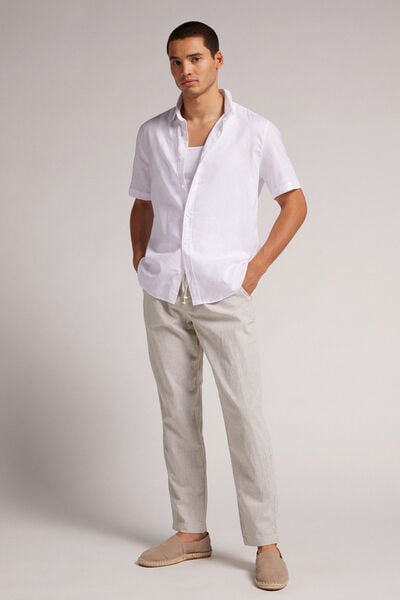Pantalone Lungo in Lino e Cotone