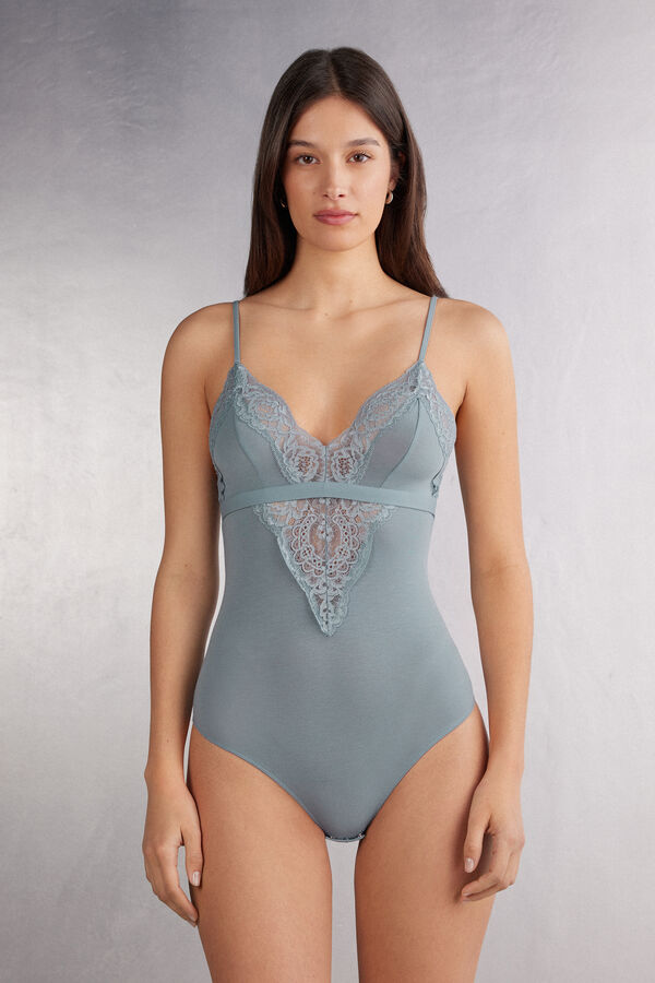 Embrace Simplicity Cotton and Lace Bodysuit