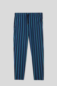 Pantalón Largo con Estampado de Rayas Azul/Azul Claro de Algodón