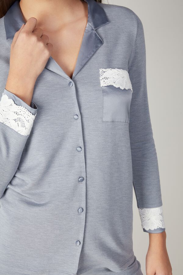 Snow Queen Modal and Cashmere Fleece Pyjama Shirt