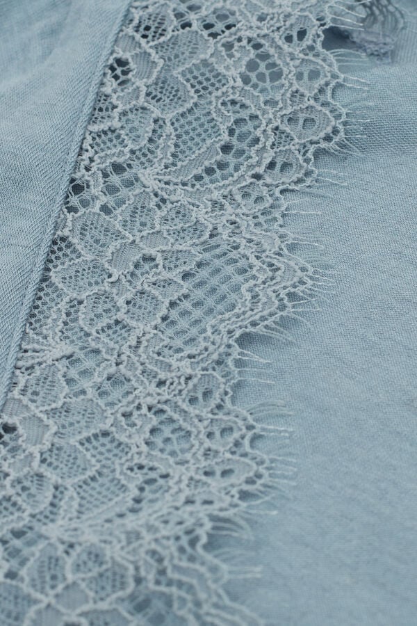 Camisa larga de encaje en modal cachemira ultraligero