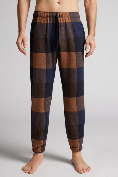 Pantalon long à carreaux en tricot