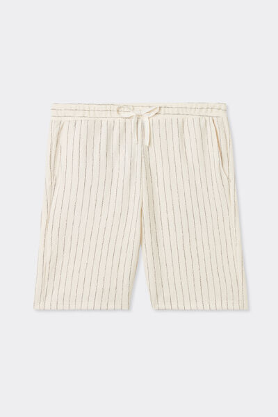 Pantalone Corto in Felpa a Righe Verticali