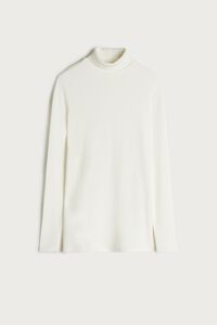 Long-Sleeved High-Neck Modal and Cashmere Shirt