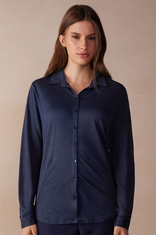 Long-Sleeved Linen Shirt