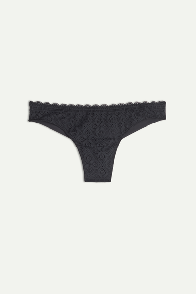 Tanga en dentelle et microfibre