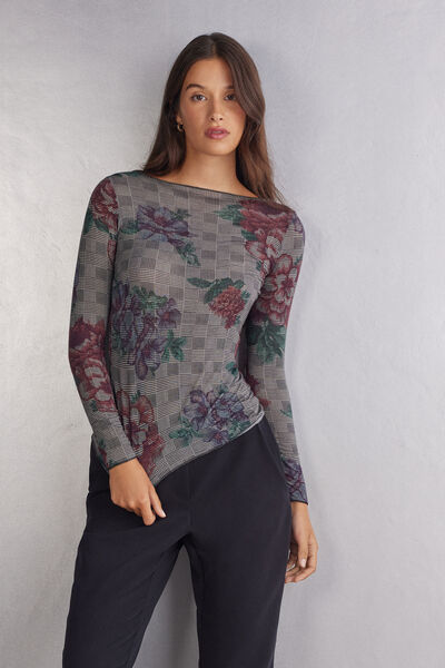 Camisola Manga Comprida Modal Ultralight com Caxemira Estampada