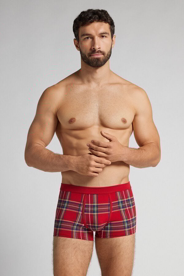 Superior Cotton Boxers with Red Tartan Print