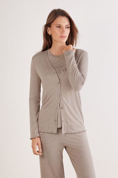 Maglia Aperta Davanti in in Modal con Cashmere Luxyury Softness