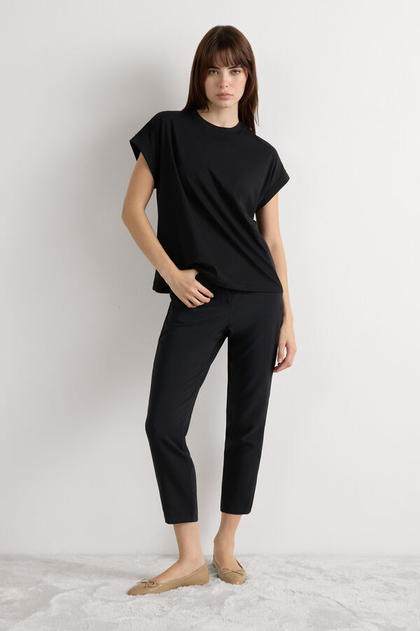 Short-Sleeved Ultrafresh Cotton Top with Turn-Ups