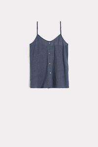 Top in Lino con Spalline Sottili in Seta