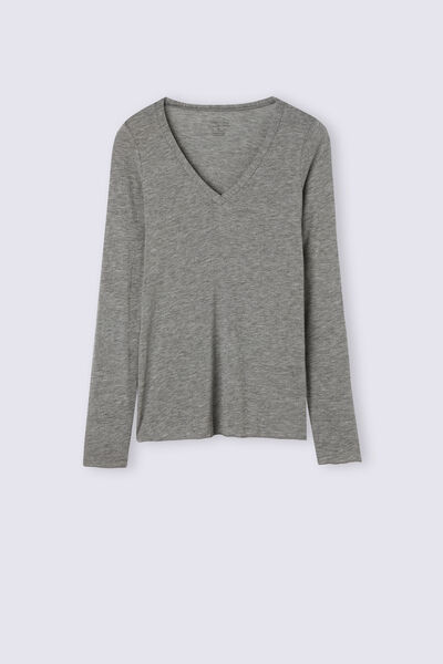 Maglia Scollo a V in Modal Ultralight con Cashmere