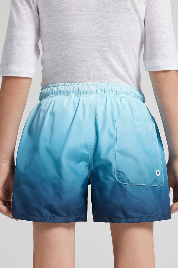 Costume Boxer Mare Bambino Stampa Sfumata Blu