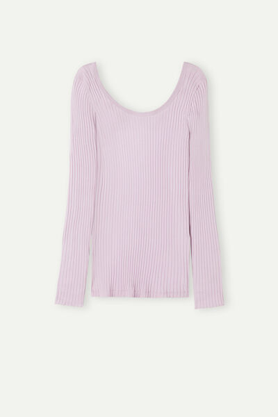 Tubular Front and Back Bateau Neck Top in Silk Cotton