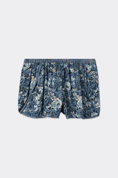 Fanciful Flowers Printed Viscose Satin Shorts