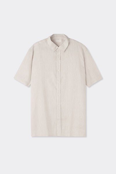 Camicia a Manica Corta in Lino e Cotone