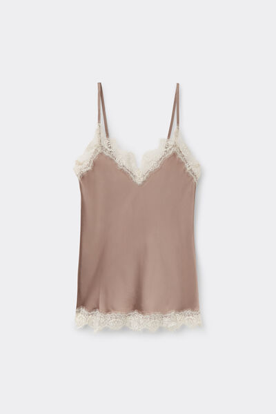 對比色蕾絲真絲上衣