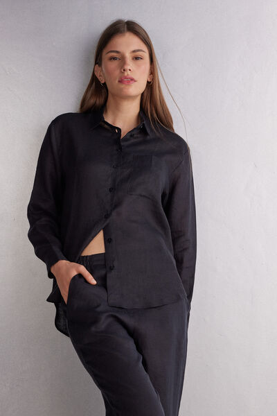 Plain-Weave Linen Shirt