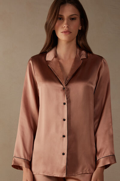 Mannish-Cut Jacket in Silk Satin