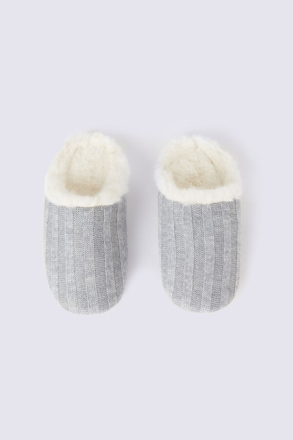 Ribbed Tricot Slippers