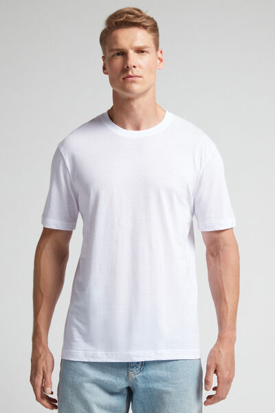 T-Shirt από Βαμβακερό Ύφασμα Superior Extrafine με Κανονική Εφαρμογή