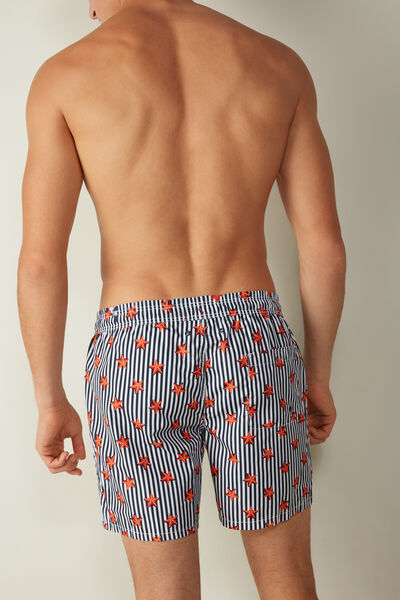 Tritone Striped Swim Shorts with Starfish Print