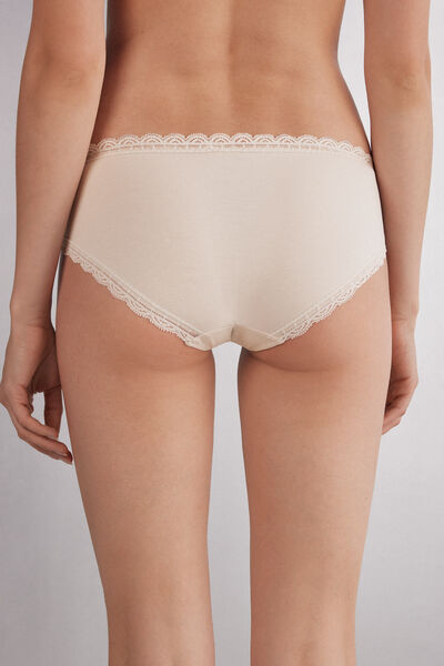 Culotte haute en dentelle et coton