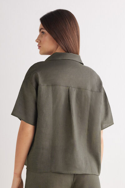 Camicia Manica Corta in Tela di Lino