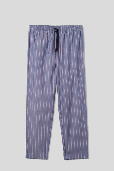 Pantaloni Lungi în Dungi din Pânză de Bumbac