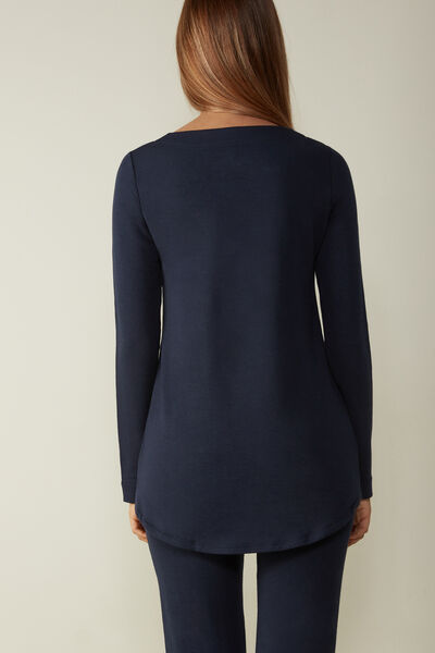 Long Sleeve Top in Plush Modal with Cashmere