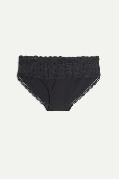 High-Rise Briefs in Lace and Cotton
